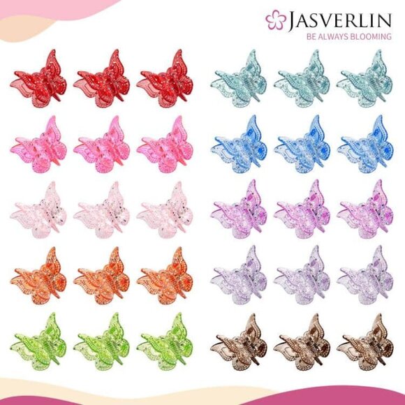 Glitter Mini Butterfly Hair Claw Clips, Sparkly Colorful Hair Accessories for Gi - Picture 2 of 7